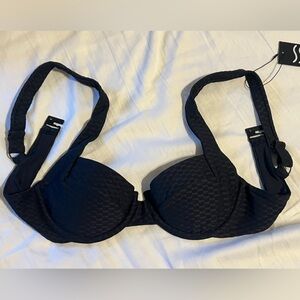 Vetchy Laguna Black Textured Bikini Top Small NWT